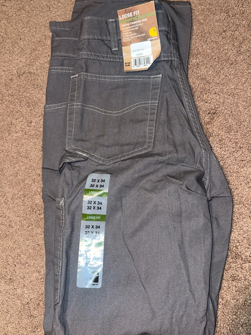 Carhartt Loose Fit Men’s Carpenter Jeans in Gray Brand New
